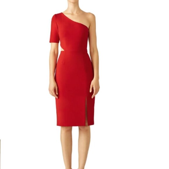 Jill Jill Stuart Cardinal Red Cutout Sheath One Shoulder Cocktail Dress Size 2 - Picture 1 of 9